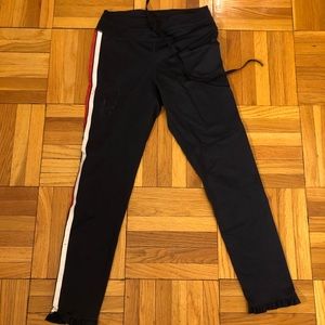 The Upside Navy Ruffle Stripe Waterproof Legging